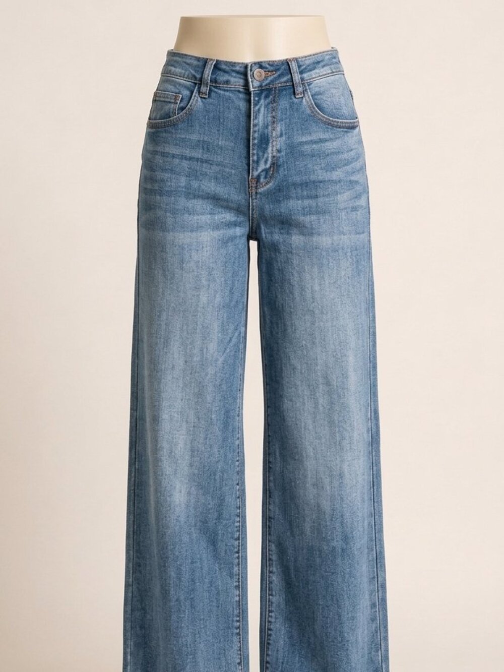CANANA Mid Blue High Rise Wide Leg Jeans Size L 29 Stretch Denim New